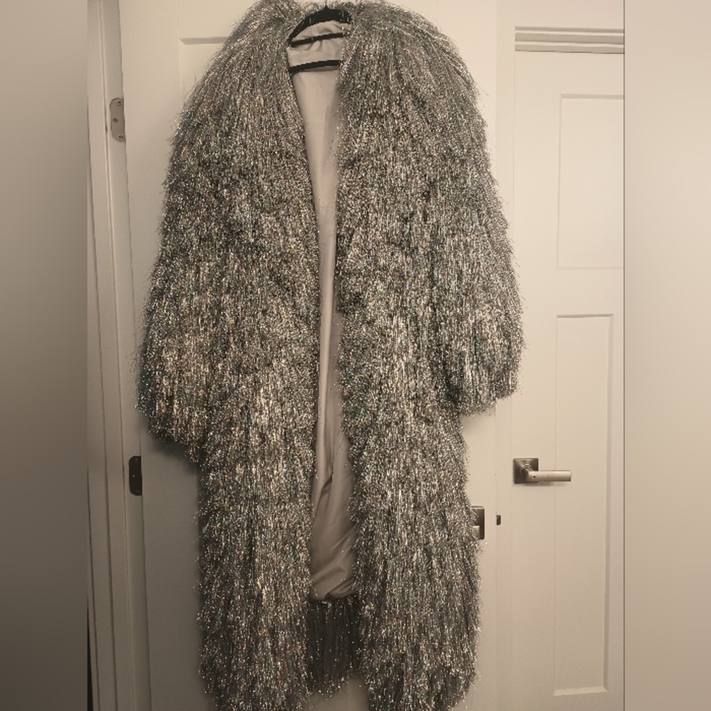 Akira Silver layered metallic coat. Beyonce Edition